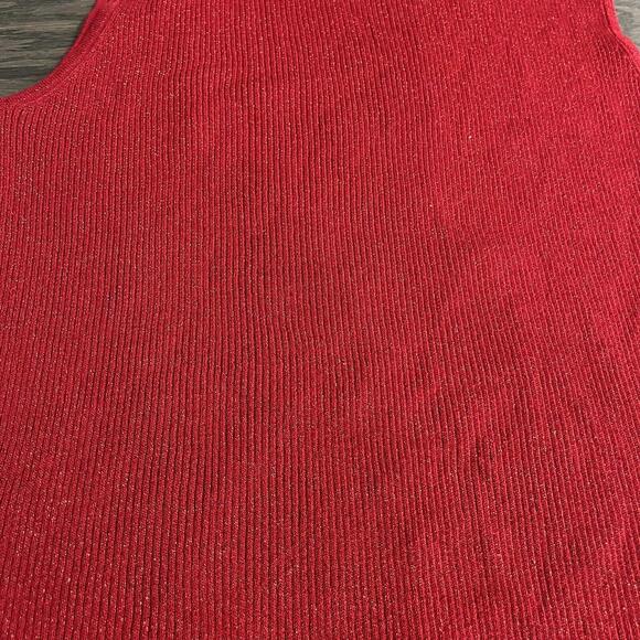 Nygard NWT  Sweater Vest Womens XL Red Sleeveless High Neck Shimmer Top Cotton - Picture 3 of 6